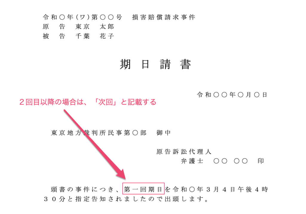 期日請書の書き方を書式見本を交えて詳しく解説します パラリーガルノート