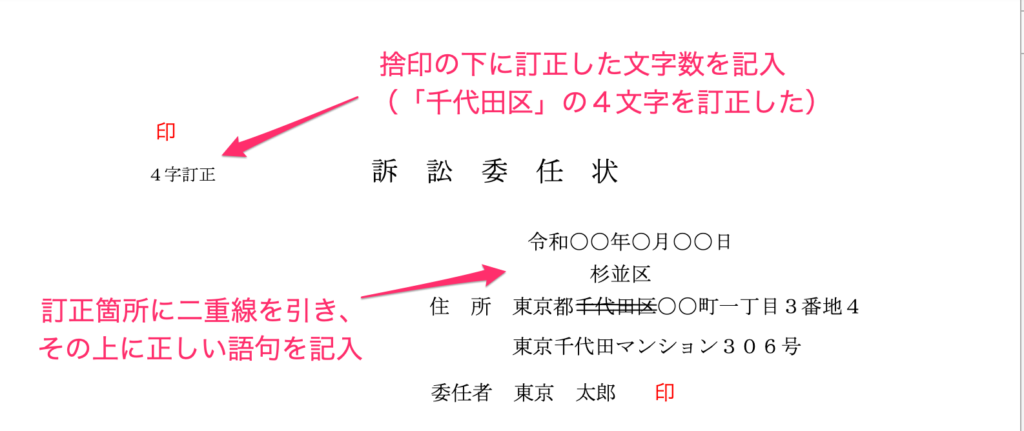 訴訟委任状の書き方と訂正方法 書式見本あり パラリーガルノート
